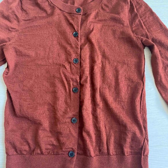 & Other Stories Wool Crew Neck Button up Cardigan in Rust Size XS Preppy - Picture 5 of 7